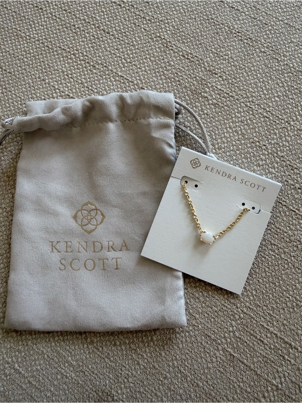 Kendra Scott Birthstone Gold Necklace with White Stone